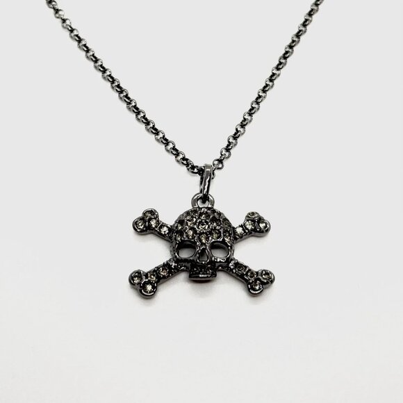 Vivienne Westwood Gunmetal Black Skull Vintage Saturn Orb Punk Necklace - Picture 2 of 4